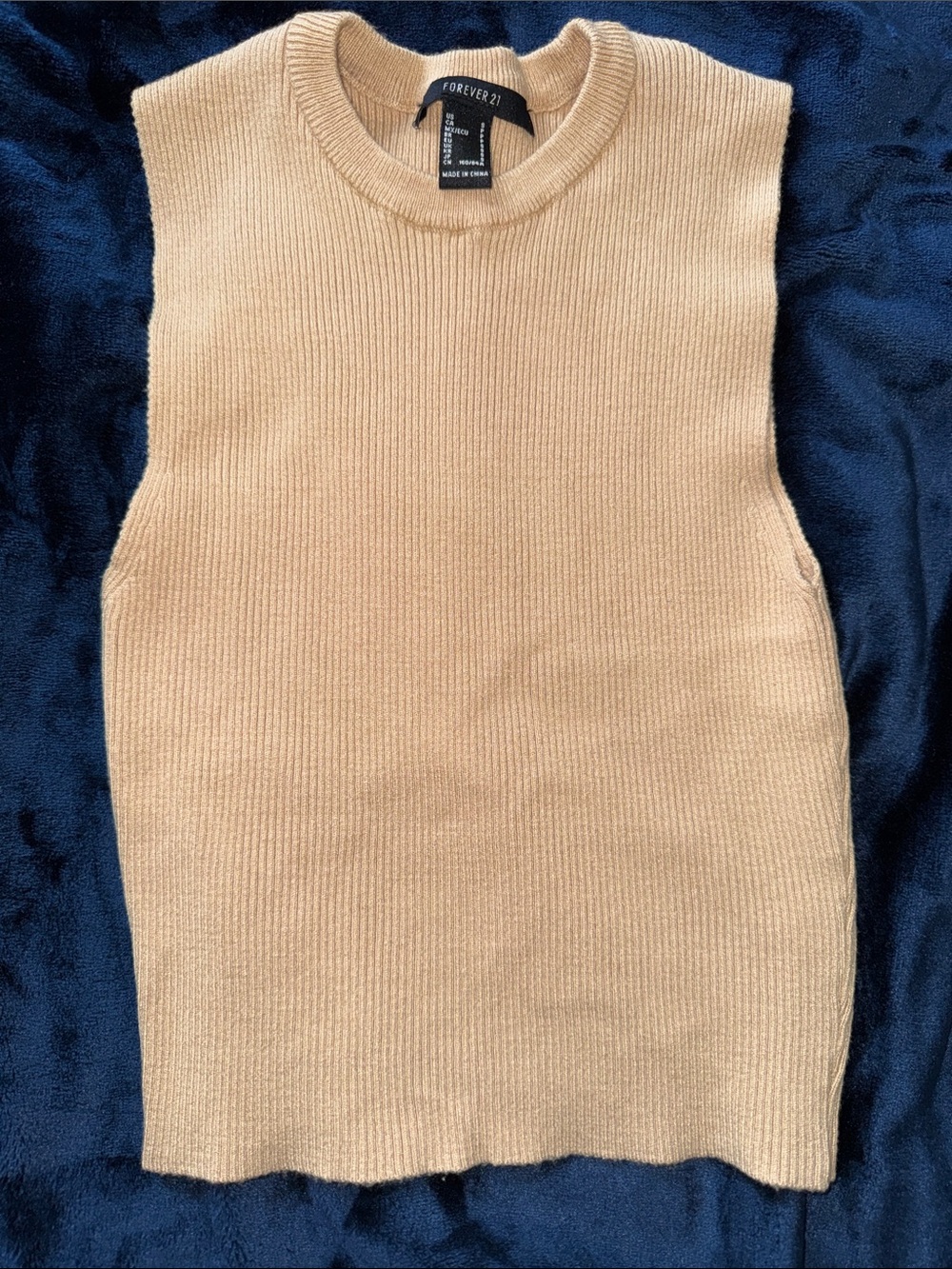 Forever 21 Tan Crewneck Sleeveless Knit Sweater